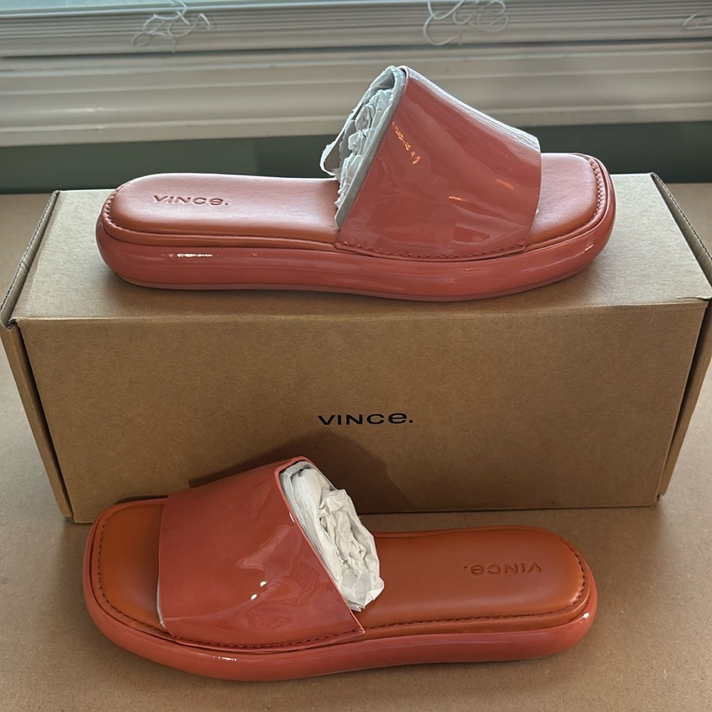 Vince Evie Patent Leather Slide Sandal